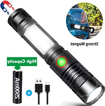 REHKITTZ Linterna LED Recargable Alta Potencia Militar COB Ajustable Portátil Linterna para Reparación del Coche, y Emergencia, Ciclismo, Camping, Montañismo (Con USB 18650 Batería & Base Magnético)