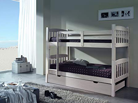 MUEBLESYA.COM-Litera niños Tres Camas Pino Blanco Lavado