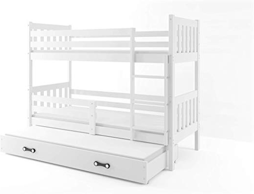 BMS Group LITERA Infantil Triple (3 Camas) 190x80, CARINO, colchones incluidos! (Blanco)