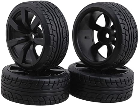 BQLZR Modelo de neumáticos de goma de coche con llantas de rueda de 7 radios Para RC1: 10 Pack de coches de carreras en carretera de 4