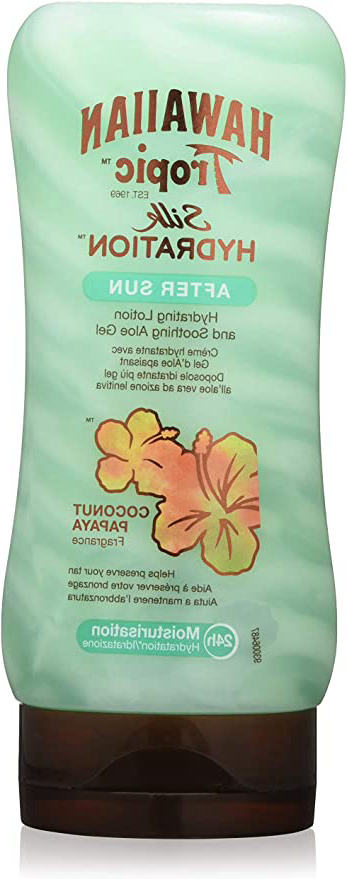 Hawaiian Tropic After Sun Silk Hydration AirSoft - Loción After Sun Hidratante Ultraligera con Aloe para después de la exposición al sol, fragancia Coco y Papaya, formato 180 ml