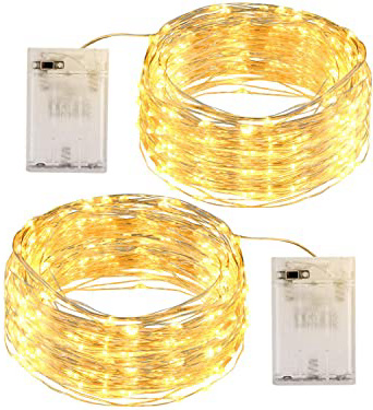 Guirnalda Luces 12M 120 LED, OMERIL Luces LED Pilas 2 Pack, Luces Navidad de Cálida Amarilla y Guirnaldas Luces Exterior Pilas para Decoración Habitación, Árbol, Jardín, Bodas, Fiesta, Interior, DIY
