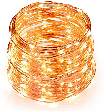 TOPLUS Cadena de luces LED Blanco Cálido, 10m 100 Leds, IP65 Impermeable, Alambre de Cobre para Decoración, Conexión USB, 5V