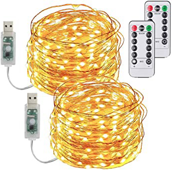 







[2 Pack] Guirnaldas Luces Con enchufe USB,10m/100 LED 8 modos Luces de Hadas de 33 pies con Control Remoto y Temporizador Luces de Luciérnaga Decoración Navideña Dormitorio Fiesta Luces de






