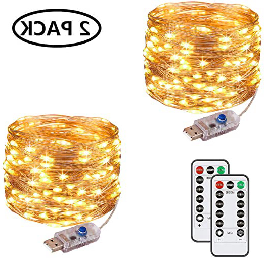 Guirnalda de luces de hada, 120 LED, 12 m, 8 modos, enchufe USB, luces alimentadas, impermeables, para exterior/interior, con temporizador remoto para dormitorio, fiesta, boda, Navidad (blanco cálido)