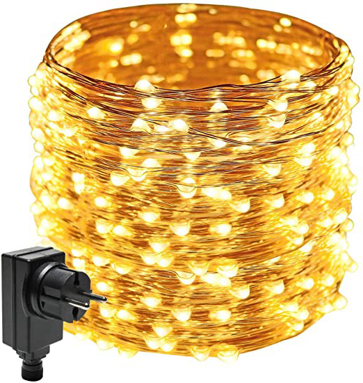 Easternstar Guirnalda Luces Led 20m 200 LED Impermeable Alambre Cobre Guirnalda Luces Led Navidad Exterior Decoracion Habitacion Fiesta Jardín Bodas Césped Blanco Cálido