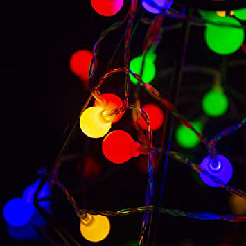Guirnalda de luces LED luz decorativa, 80 ledes, bola de 9m, 2 modos, funciona con pilas, para dormitorio, boda, fiesta, Navidad, festival, decoración de árboles, iluminación al aire libre(Multicolor)