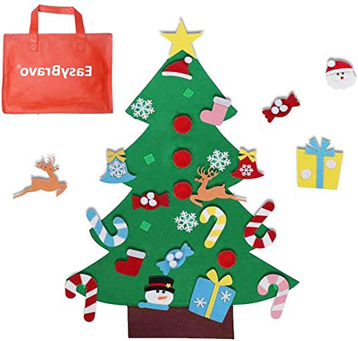 EasyBravo El árbol de Navidad del Fieltro de los 3.6FT DIY fijó + los Ornamentos Desmontables 26pcs, Regalos Colgantes de Navidad de la Pared para Las Decoraciones de la Navidad