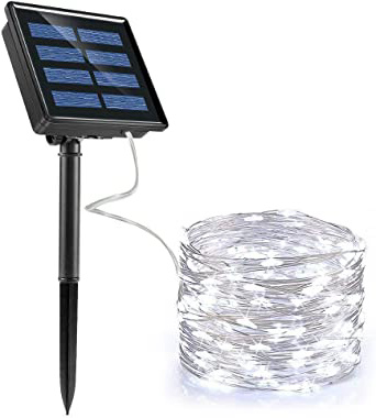 Luces LED Navidad Solar (200 LED, Hilo de Cobre de 3 Hilos, 22M/72pies), Ankway 8 Modos Guirnalda Luces Solares, Cadena Luces Solares Impermeable para Jardin Exterior Boda Decoracion-blanco frio