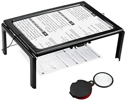 LIVEHITOP Lupa de Lectura con Luz LED - 3X Aumentos Lupa A4 Rectangular Página Completa Manos libres Plegable para Libros, Ancianos, Baja Visión, Costura, Regalos Navidad