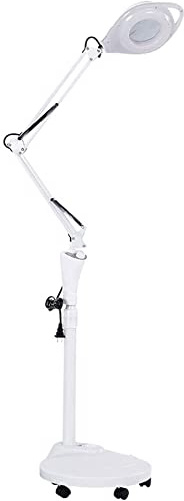 WOAIWOJIA Lámpara Lupa Led Estética De Aumento 16x con Soporte para Belleza De Salón Tatuaje Escritorio Manicura Maquillaje Pedicura Lectura Trabajo Lámpara De Pie Flexible Profesional Lupa con Luz
