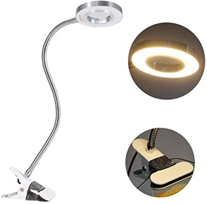Lampara LED Luz Escritorio Maquillaje Tatuaje Profesional 2.5X veces agrandar Luminosidad Ajustable Giratoria Portátil lampara con USB (Luz cálida)