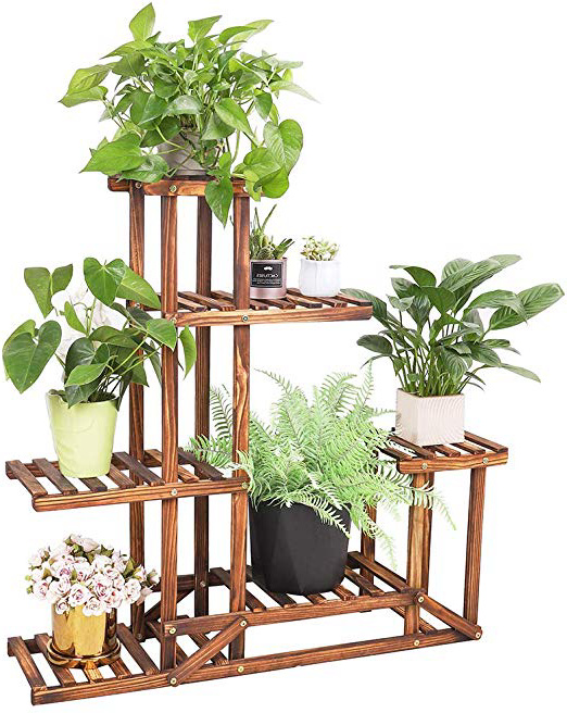 Soporte de Madera para Flores Estantería Decorativa de Macetas Plantas para Exterior Interior con 6 estantes 96×95×25cm