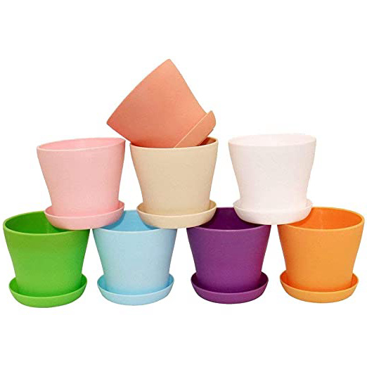 







8 pcs plásticos ronda flor planta potes con paleta 8 colores para las plantas de semillero plantas de carne de vivero y otras pequeñas plantas






