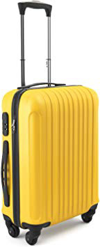 Eglemtek ABS Maleta Equipaje de mano cabina rígida ligera con 4 ruedas, 55cm ,trolley cáscara dura , amarillo