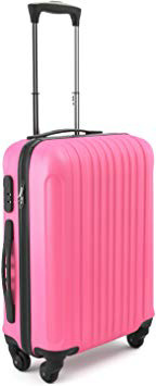 Eglemtek ABS Maleta Equipaje de mano cabina rígida ligera con 4 ruedas, 55cm ,trolley cáscara dura color rosado