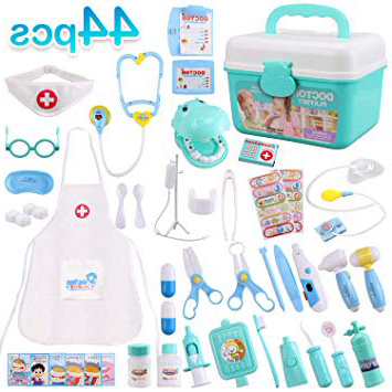 Satkago Maletin Medicos Juguete, 44 Piezas Maletín Medico Juguete Juegos de Médicos Enfermera para Niños Juego de rol Niño Doctor Juguete de Doctora Rompecabezas Casa Caja de Medicina Juguetes Doctor