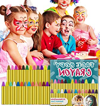 HENMI Pinturas Cara para Niños Seguridad no tóxica Pintura Facial, 28 Colores Crayons de Pintura Ajuste Halloween, Fiestas, Semana Santa,Navidad.