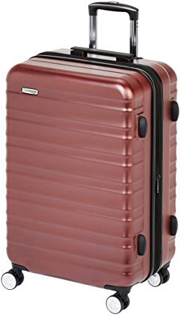 AmazonBasics - Maleta rígida de alta calidad, con ruedas y cerradura TSA incorporada - 68 cm, Rojo