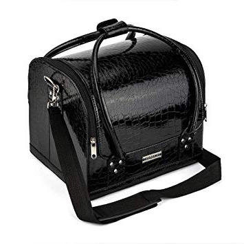 AMASAVA Maletín Maquillaje, Estuche de Maquillaje, Estuche de cosméticos, 29 x 24 x 24 cm, PVC, 4 bandejas, Negro Puro