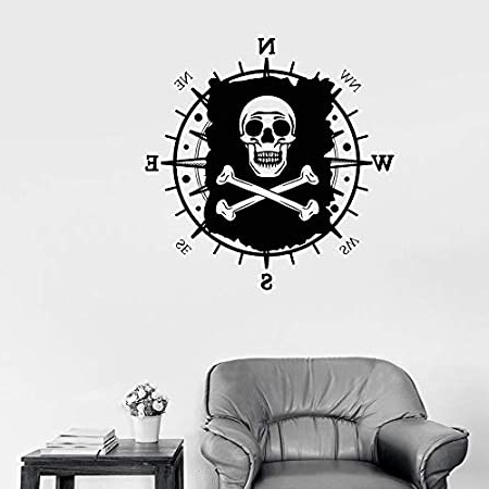 jiuyaomai Pegatinas De Pared Citas para Niñas Clima Cráneo Bandera Pirata Mapa Brújula Navegación Náutica Sala De Niños Sala De Estar Dormitorio DIY Etiqueta De La Pared Vinyl76X76Cm