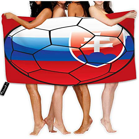 Toalla de Playa de Microfibra de Secado rápido Bandera de Eslovaquia en balón de fútbol para niños, Adolescentes, Adultos,