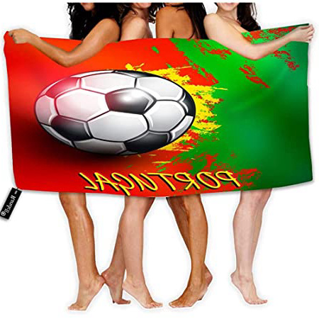 Balón de fútbol súper Suave, Ultra Absorbente, Toallas de Playa, con Bandera Portuguesa para niños, Adolescentes, Adultos, Viajes al Aire Libre de Secado rápido
