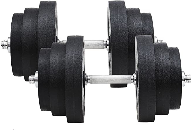 HOMCOM Juego de Mancuernas Pesas de Fitness 40KG Ajustable Profesionales Gimnasio Doméstico y Musculación con Barra Acero y Discos