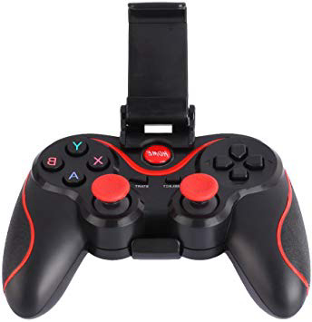 Amazingdeal365 - Mando para videojuegos con joysticks inalámbrico por Blueetooth con soporte ajustable para teléfonos Smartphones Android, tabletas, ordenadores, televisores Smart TV y con cajas de TV