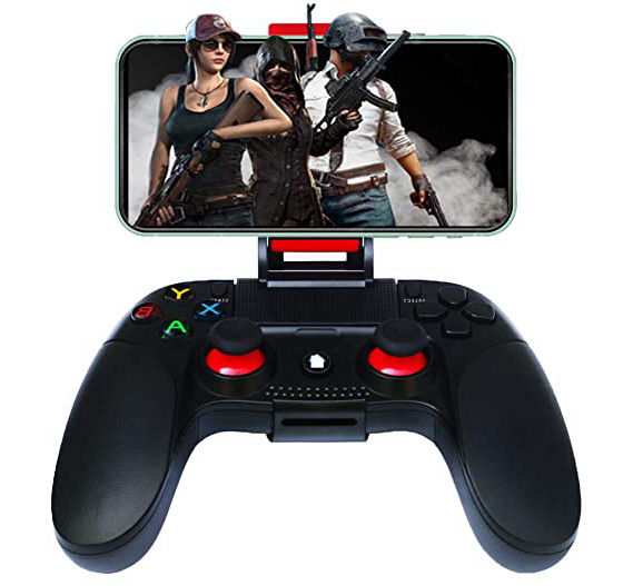 Mando Inalámbrico para IOS Android, Maegoo Mobile Juegos Controlador Inalámbrico Bluetooth Mando Gamepad Joystick con Soporte Retráctil Compatible para iOS iPhone iPad Android Teléfono / Tableta