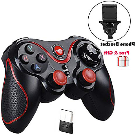 Mando Inalámbrico para Juegos, Maegoo 2.4GHz Bluetooth Game Controller Gamepad Joystick Inalámbrico con Soporte de Teléfono para Android Smartphone Xiaomi Huawei Samsung PC Windows PS3 Smart TV etc.