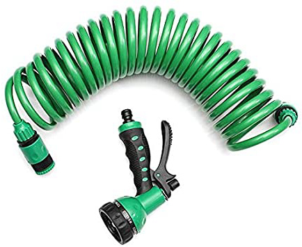 7.5 m Flexible Enrollado En espiral Jardín Lavado de automóviles Agua limpia Manguera 7 Patrón Boquilla rociadora Para el hogar Lavado de automóviles Jardín Agua
