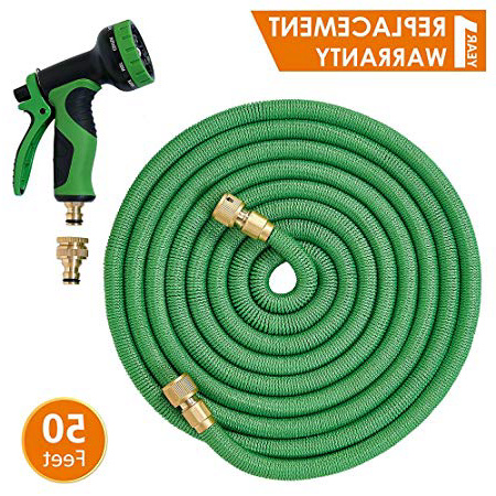 Tubo de la manguera del jardín 50 ft/15 metros, pipa flexible de la manguera con los conectadores de cobre amarillo/guarniciones manguera, base interna del látex triple, capa externa de la tela del