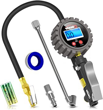 Oasser Manómetro Presión Neumáticos Digital 0-18bar Manómetro Inflador Neumáticos para Compresor Medidor Presión Neumáticos Profesional Portátil para Coche Moto Bicicleta y Camión 0-255psi P5