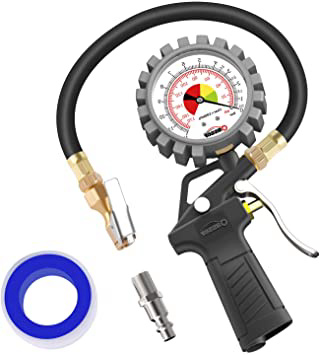 oasser Manómetro Presión Neumáticos 0-12bar Manómetro Inflador Neumáticos para Compresor Medidor Presión Neumáticos Profesional Portátil para Ruedas de Coche Moto Bicicleta y Camión 0-170psi P5A