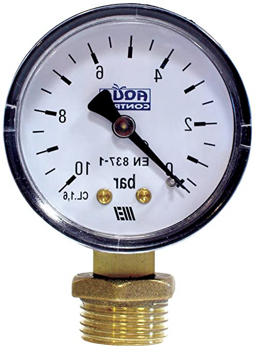 Aqua Control C6199 - Manómetro de 0 a 10 Bar. Roscas 1/4" y 1/2"