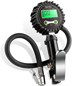 LOETAD Manómetro Digital Medidor de Presión de Ruedas Neumáticos Coche 200 PSI con Adaptadores Múltiples y Cinta Impermeable