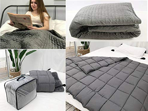 Manta pesada para adultos - manta cómoda y calmante para la ansiedad, estrés, autismo, insomnia, 122 x 183 cm - se suministra con suave funda lavable de Minky - producto premium, regalo ideal