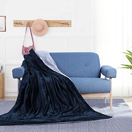 MVPower Manta Eléctrica Acogedora 180X130cm con 3 Niveles de Potencia y Apagado Automático y Protección contra Sobrecalentamiento y Temporizador e Interruptor Extraíble Azul Real Lavable