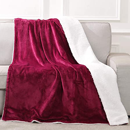 Manta Electrica Camas Sofa Franela Manta Térmica Calefaccion Rápido con Temporizador 3 Horas Apagado & 6 Niveles de Calefacción 130x180cm Lavado en Máquina, Rojo & Blanco