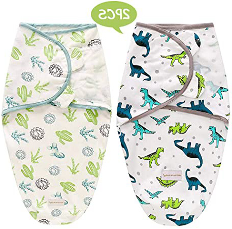 SaponinTree 2Pcs Envoltura Swaddle Manta, Saco de Dormir Manta de Arrullo Cobija, Unisexo 100% Algodón para Bebes Recien Nacidos 0-6 meses (Azul)