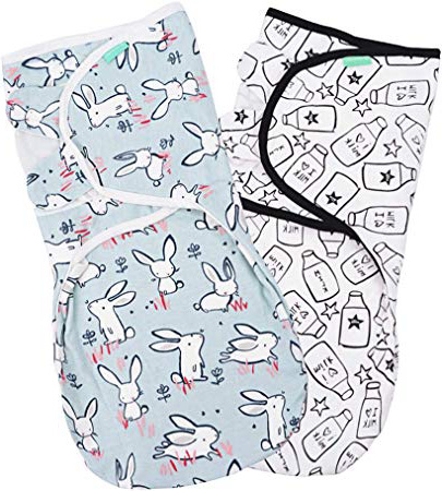 Lekebaby Manta Envolvente para Bebé y Recien Nacido – 2x Saco de Dormir Manta de Arrullo Cobija 100% Algodón - 0-3 Meses unisexo