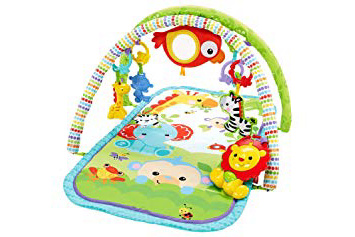 Fisher-Price Gimnasio musical animalitos de la selva, manta de juego bebé (Mattel CHP85)