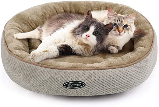Pecute Cama de Gatos y Perros Pequeños Redonda y Cálida 55cm de Diámetro Cama para Mascotas Cojín de Gato Lavable de la Cama Lecho Ovalado de Cueva de Anidación Adecuado