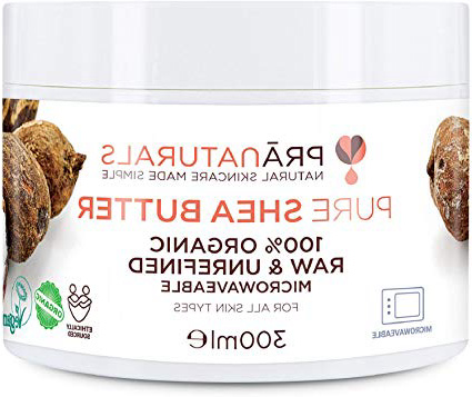 PraNaturals Manteca de Karité Hidratante 100% Orgánica 300ml, Protección UV para Todo Tipo de Piel - Reduce el Acné, Cicatrices, Estrías, Celulitis, Eczemas y Piel Seca - Hidrata y Repara Cabello