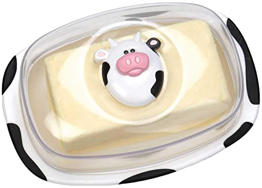 Joie Kitchen Gadgets Mantequera Moomoo, Blanco/Negro, 17.8 x 10.2 x 12.7 cm
