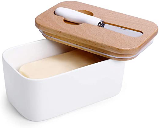 Sweese - Mantequera de porcelana con tapa Cuchillo de mantequilla