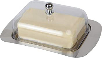 Mekta Crisper - Mantequillera de Acero Inoxidable con Tapa de Cierre Transparente