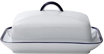 Canteen Fairmont & Main CAN 66 - Mantequillera de porcelana, color azul y blanco (2 pìezas)
