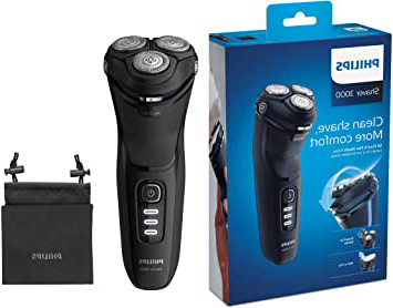 Philips Serie 3000 S3233/52 - Afeitadora eléctrica, cabezales pivotantes y flexibles 5D, cortapatillas desplegable para bigote y patillas, seco o húmedo, 60 min de afeitado, incluye funda de viaje